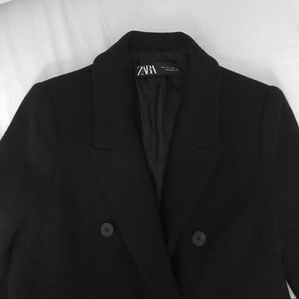 SOLD | Zara black wool double breasted pea coat - Picture 6 of 10